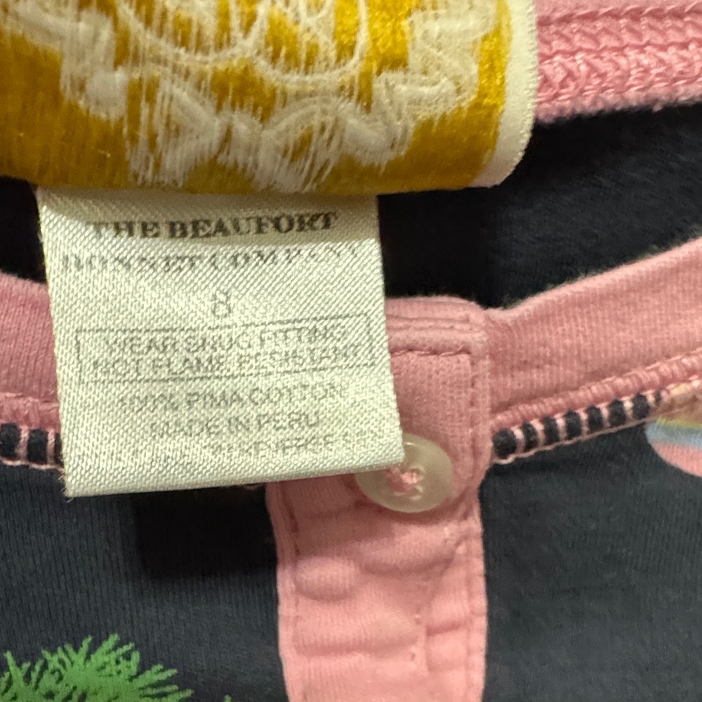 The Beaufort Bonnet Company Navy and Pink Kids Pajama Top - Picture 3 of 9